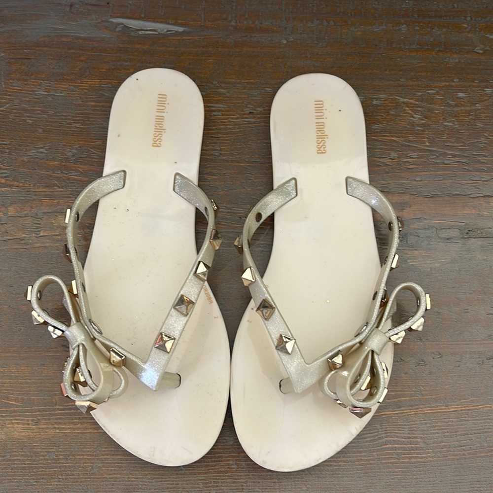 Mini Melissa Rock Stud Embellished Flip Flop Sandal Jelly